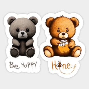 Plush Bears - Be Happy, Honey. Sticker